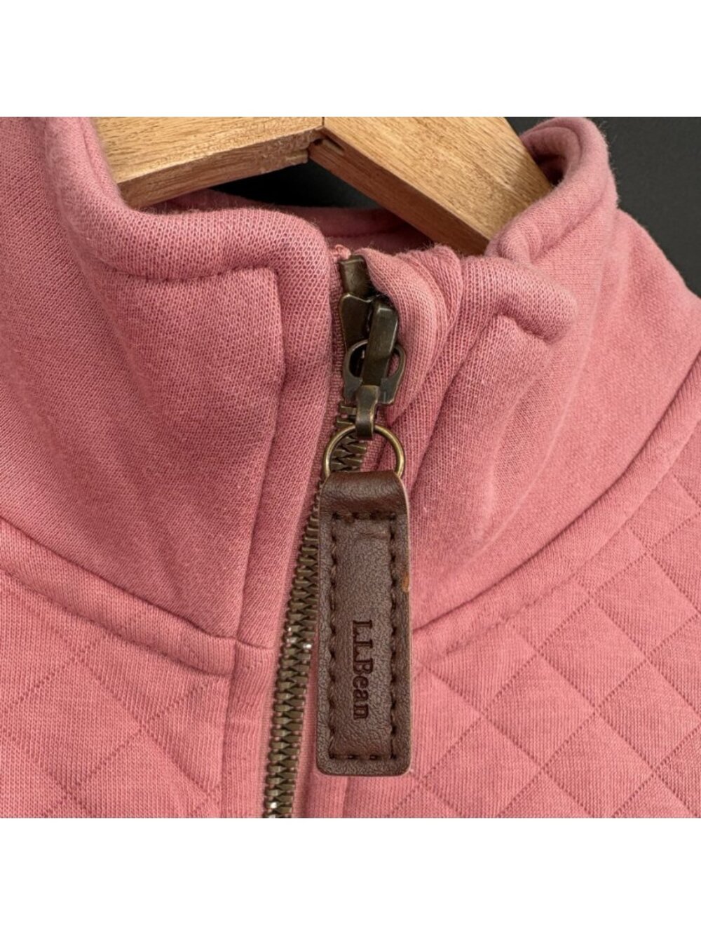L.L. Bean Women Quilted Quarter-Zip Pullover M Pink Fleece Lined Outdoor Camping - Picture 5 of 12